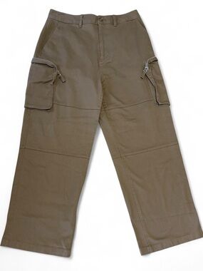NWT Mode of One Mens Wide Leg Cargo Pants 32x30 Army Brown Utility Relaxed Fit
